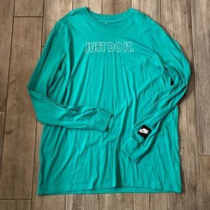 Turquoise long sleeve Nike just do it shirt